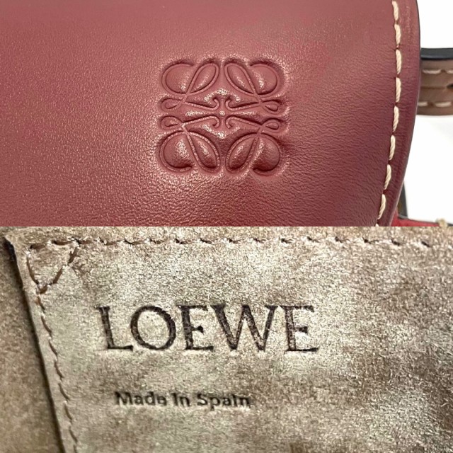 LOEWE ロエベ ショルダーバッグ アナグラム ゲートバッグ スモール メッセンジャーバッグ 肩掛け 斜め掛け かばん 鞄 321.54.T20 レザー    ワインレッド ブラウン 茶 ゴールド金具 レディース 人気【品】ロエベ