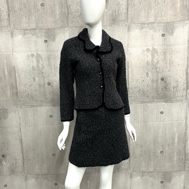 Christian Dior クリスチャンディオール セットアップ ジャケット スカート ベロア 秋 冬 アパレル 洋服 M ブラック 黒 ウール  ナイロン   レディース 人気【品】セットアップ