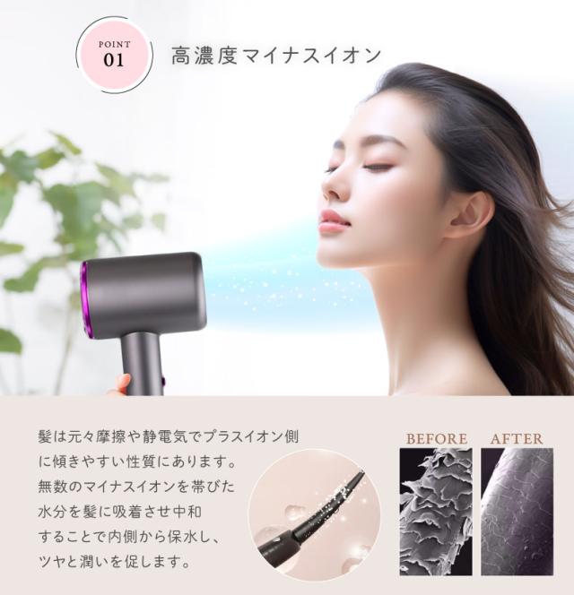 ドライヤー ミニ 大風量 マイナスイオン 軽量 速乾 軽い ヘアケア イオンドライヤー