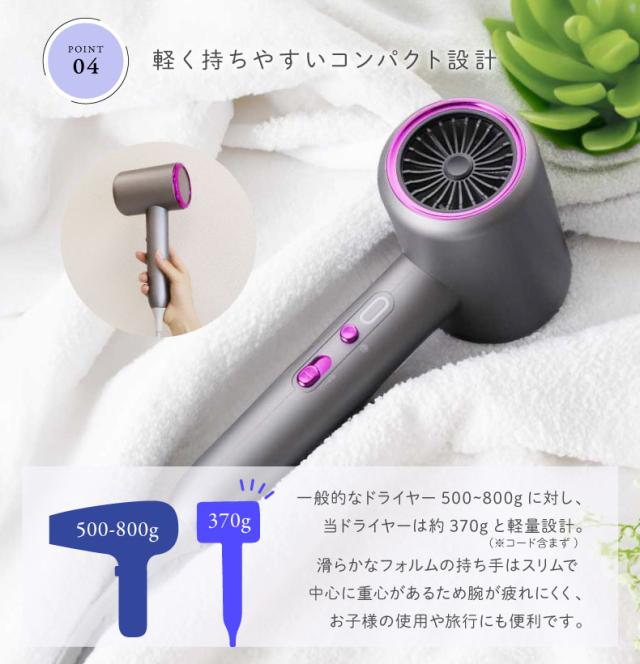 ドライヤー ミニ 大風量 マイナスイオン 軽量 速乾 軽い ヘアケア イオンドライヤー