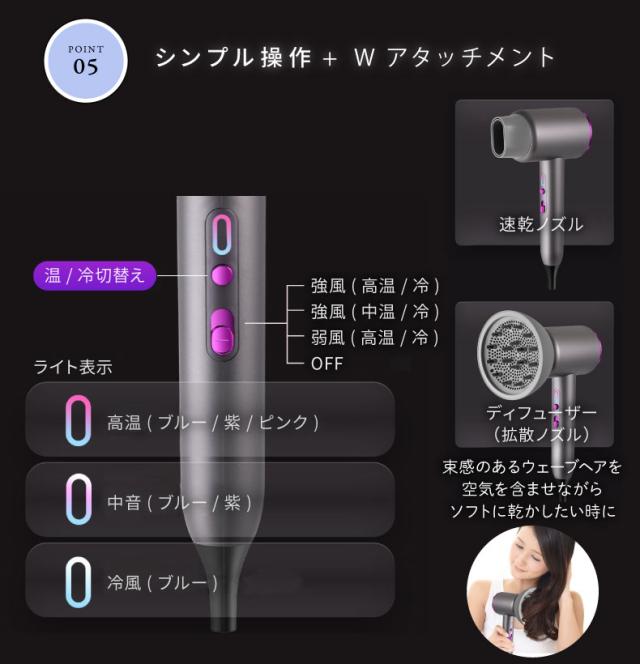 ドライヤー ミニ 大風量 マイナスイオン 軽量 速乾 軽い ヘアケア イオンドライヤー