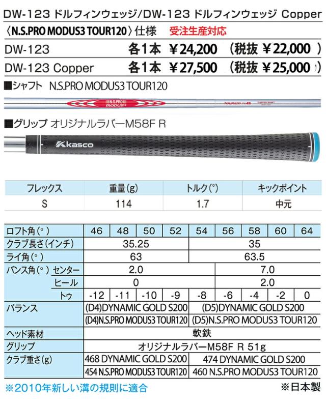 キャスコ ドルフィン ウェッジ DW-123 N.S.PRO MODUS3 TOUR120 スチールシャフト 特注カスタム「Kasco Dolphin WEDGES」 2024年継続モデル日本正規品