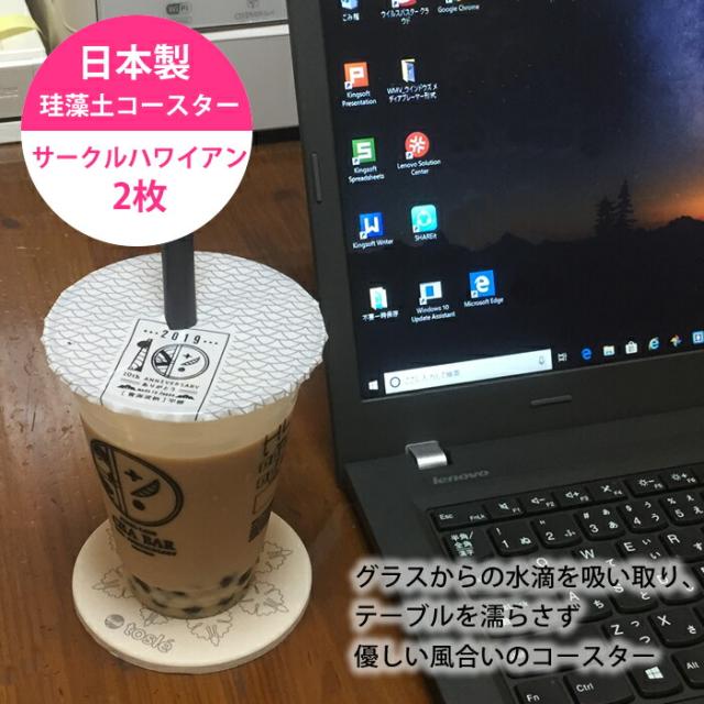 トスレ珪藻土コースターサークルハワイアン2枚組