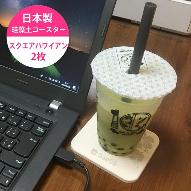 トスレの珪藻土コースター スクエアハワイアン