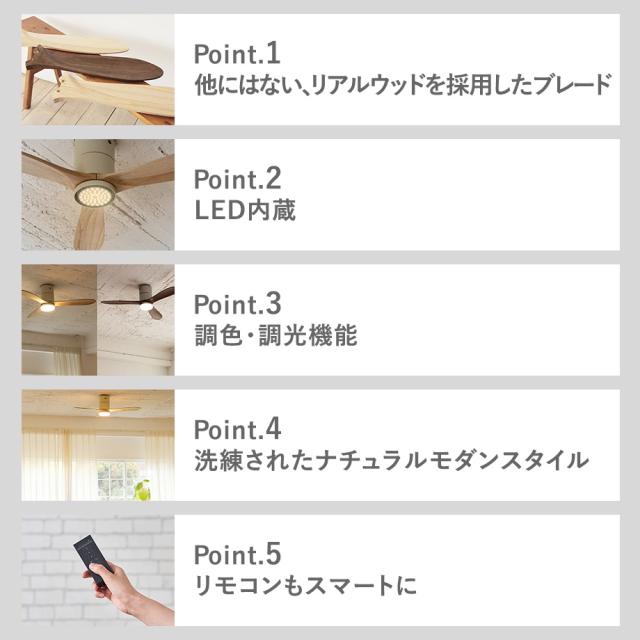 Modern Collection LED シーリングファン DCモーター REAL wood blades 調色切替式