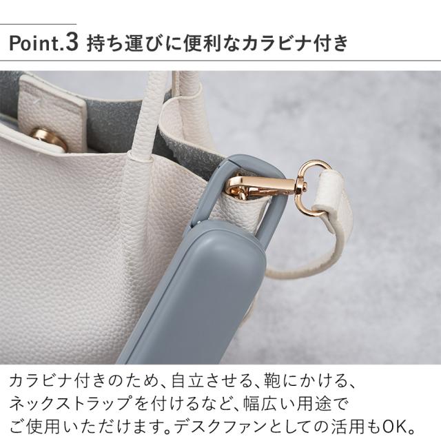 LCAF036 ペルチェ冷却機能ダブルファン カラビナ付 持ち運びに便利なカラビナ付き