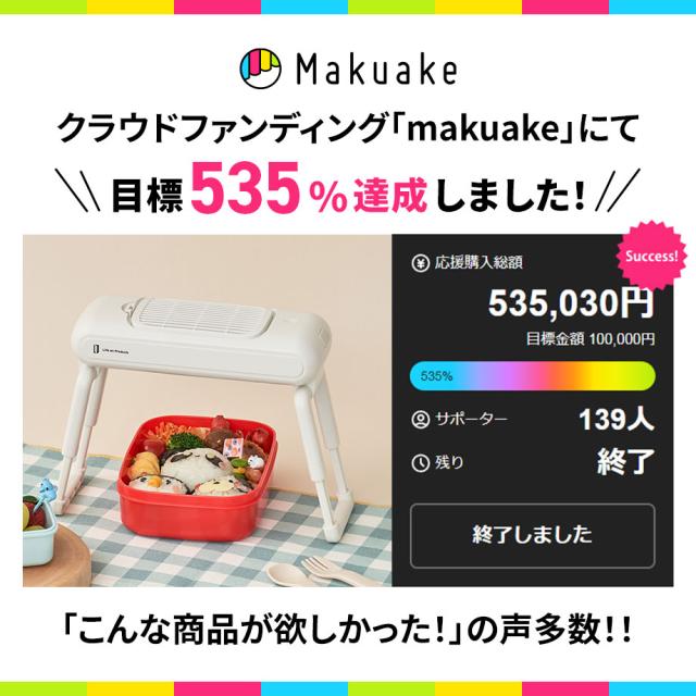 makuakeにて目標535％達成