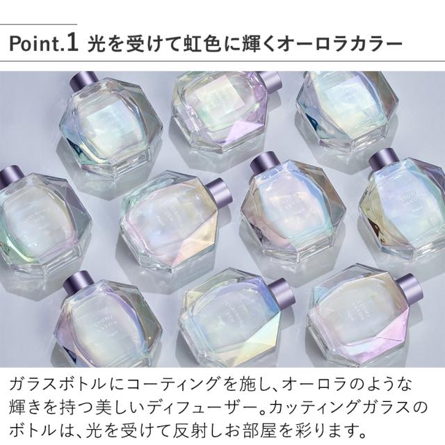 MRU-131 リードディフュザー 光を受けて虹色に輝くオーロラカラー