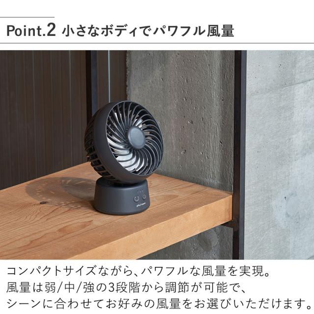 PBAF005 ラウンドミニデスクファン首振り機能付 小さなボディでパワフル風量