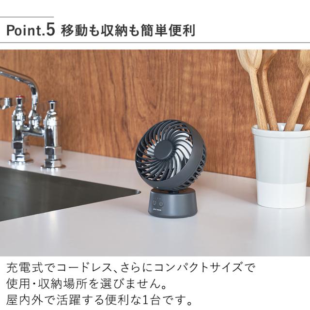 PBAF005 ラウンドミニデスクファン首振り機能付 移動も収納も簡単便利