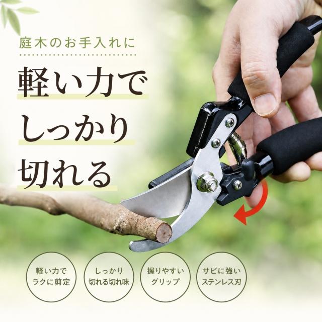 剪定ばさみ 剪定ハサミ 園芸ハサミ 園芸ばさみ ガーデニング 果樹剪定 庭木剪定 生木 枝切り 太枝対応 軽量 女性向け 家庭菜園 ベランダ園芸 よく切れる