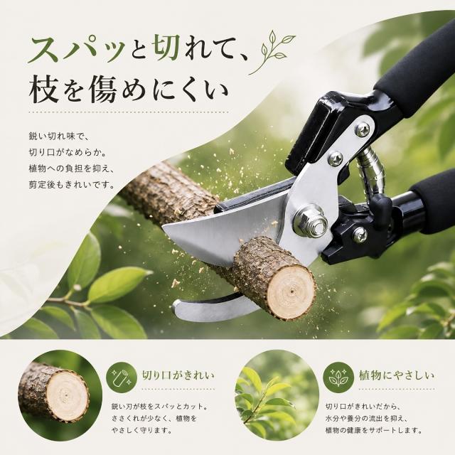 剪定ばさみ サクサク切れる スパッと切れる 切れ味抜群 切り口がきれい 植物にやさしい 庭木剪定 果樹 花枝 ガーデニング 園芸用 ステンレス刃