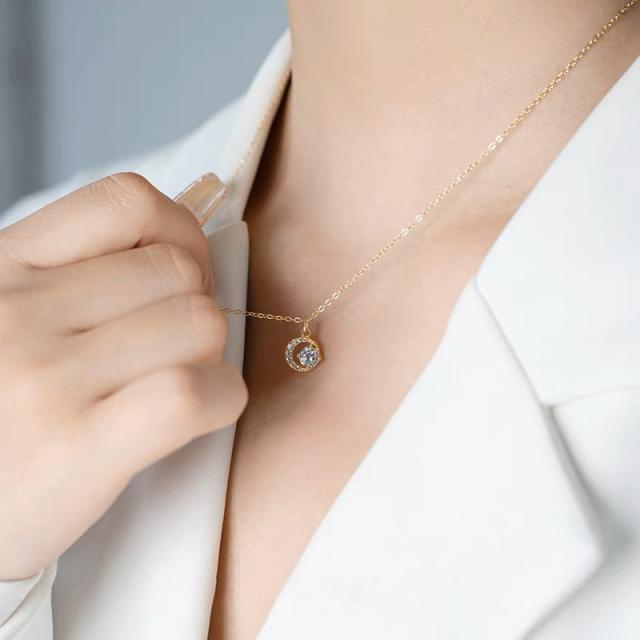 ネックレス 18金コーティング レディース SV925製 ゴールドカラー 一粒石 シンプルネックレス 小ぶりペンダント デイリー使い オフィス 通勤 通学