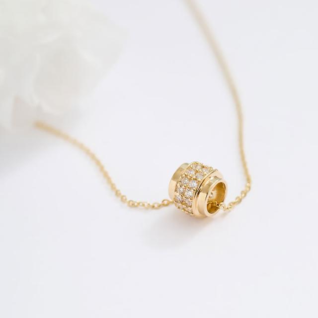 ペンダントネックレス レディース ジルコニア パヴェボール 円柱モチーフ 高級感 上品 小さめ きらめき 記念日 ギフト 女性用