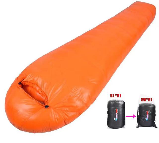 ダウンシュラフ 冬用 寝袋 マミー型 コンパクト 車中泊り 登山 スリーピングバック 防災 避難用 防水 [ 最低使用温度 -15度 ] 高品質ダウン1000gたっぷり充填