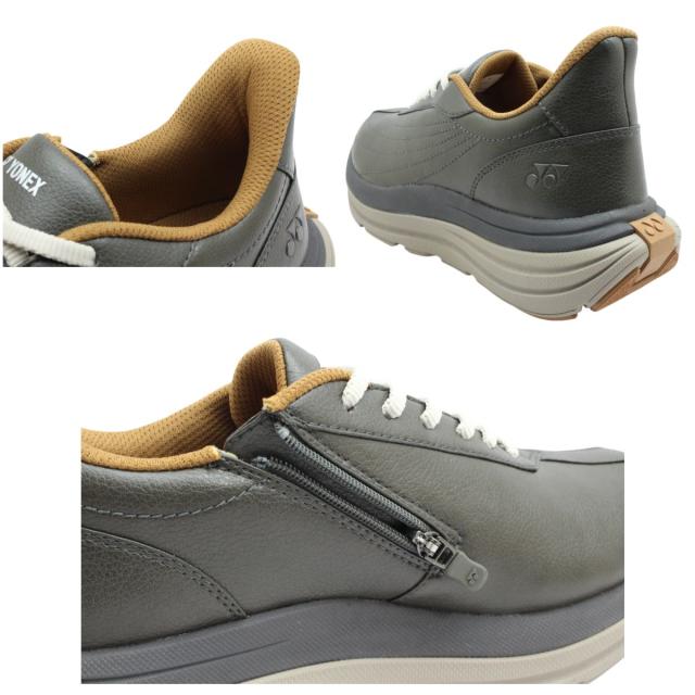 YONEX ヨネックス メンズ ウォーキングシューズ SHW M128 スニーカー パワークッション 3.5E ローカット ハンズフリー 紐靴 ファスナー付き クッション