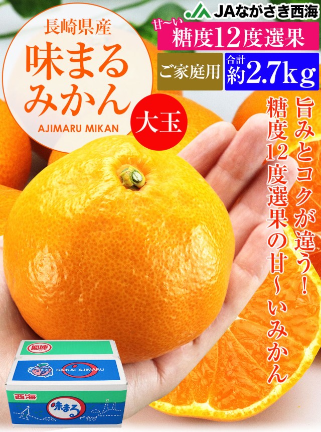味まるみかん 大玉 糖度12度 2.7kg 長崎県産 ご家庭用 2Lサイズ JAながさき西海 常温便 同梱不可 指定日不可 ミカン 蜜柑の通販はau  PAY マーケット - 食の達人お取り寄せグルメ | au PAY マーケット－通販サイト