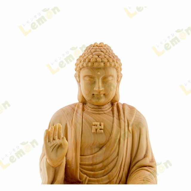 釈迦如来 座像 卍仏像 木彫仏像 木彫り 木製 仏像 高さ10/13cm 木