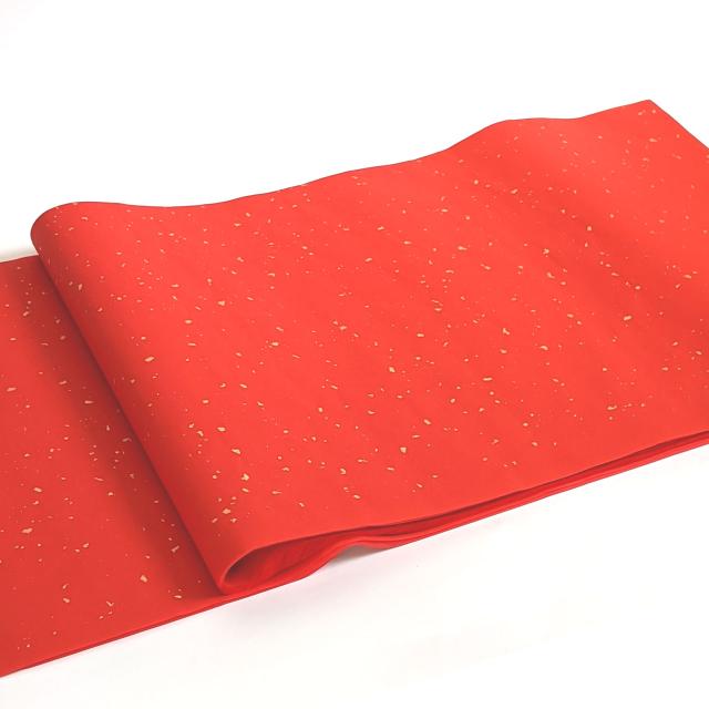 【書道用紙】【色画仙紙(漢字用)】 冷金宣 染＋冷金加工 半切 赤 10枚