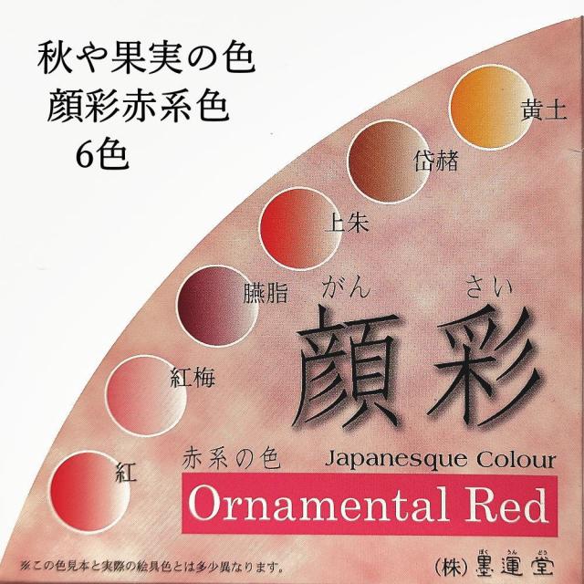 【墨運堂】 顔彩 梅皿 赤系色6色セット