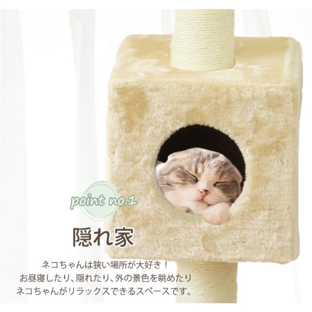 キャットタワー 突っ張りタイプ 猫タワー 爪とぎ ブラウン ネコ