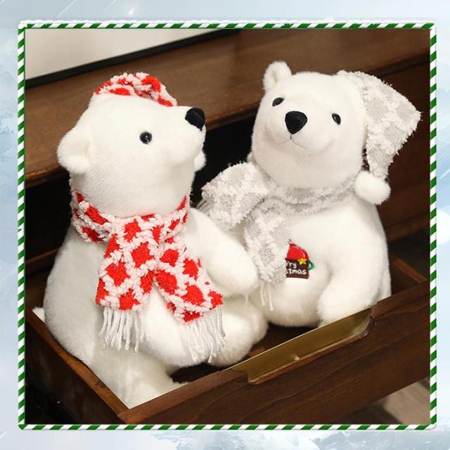 ホッキョクグマ ぬいぐるみ クリスマス おもちゃ マフラー 北極熊 白