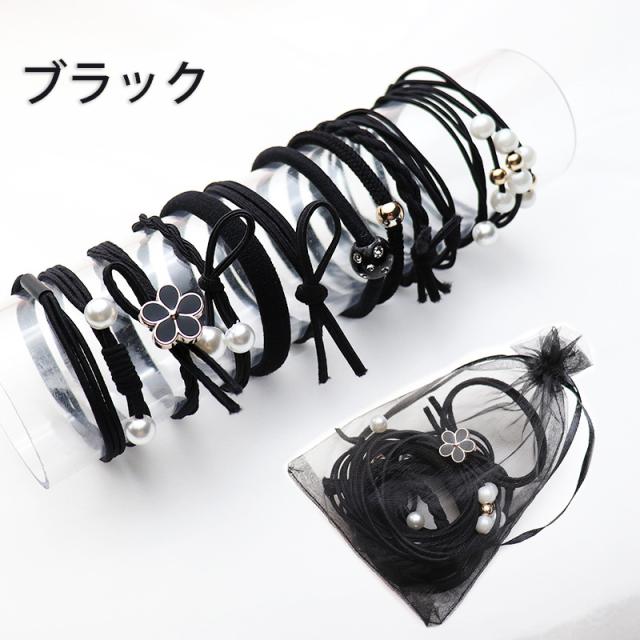 ヘアゴム セット おしゃれ 12点セット 髪留め シンプル まとめ髪 ヘアアクセサリー 収納袋付き