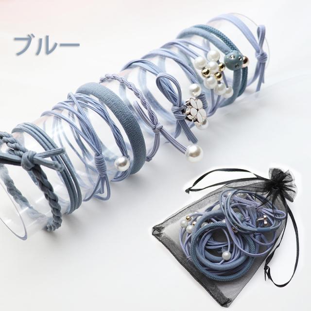 ヘアゴム セット おしゃれ 12点セット 髪留め シンプル まとめ髪 ヘアアクセサリー 収納袋付き