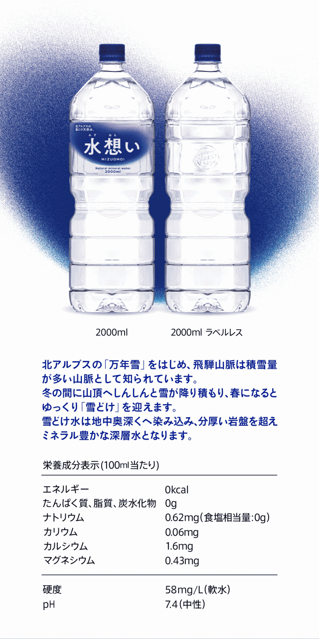 北アルプスの雪どけ天然水 水想い