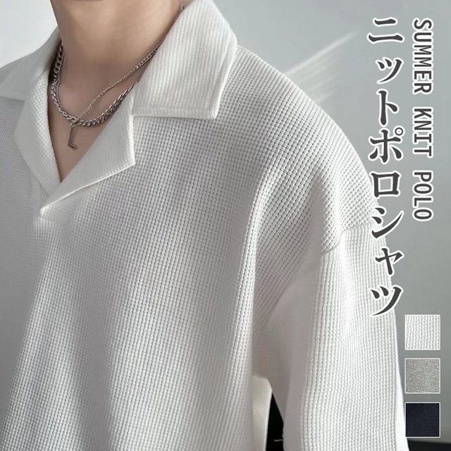 トップス Tシャツ ポロシャツ サマーニット 半袖 韓国 コーデュロイ ホワイト