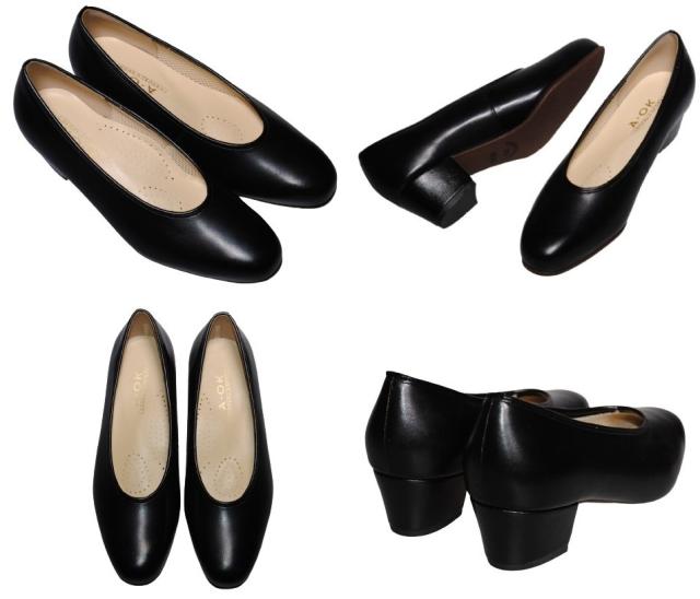 【靴のHOSHIKAWA】  『A-OK 117』 エーオーケー パンプス 21.5cm〜24.5cm EEEE レディース ブラック フォーマル ヒール 天然皮革 国産