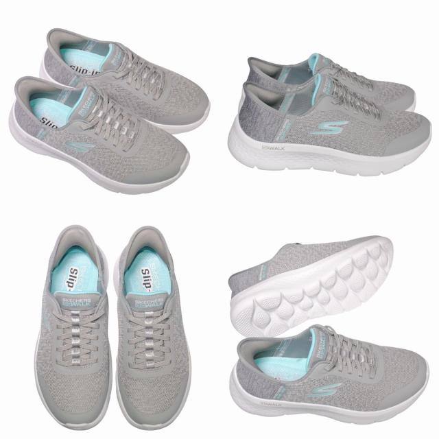 【靴のHOSHIKAWA】  『SKECHERS SPORTL 124842W』 スケッチャーズ スニーカー 22.5cm〜26cm レディース GO WALK FLEX 運動靴 スリッポン ストレッチレース ブラック 合皮 軽量