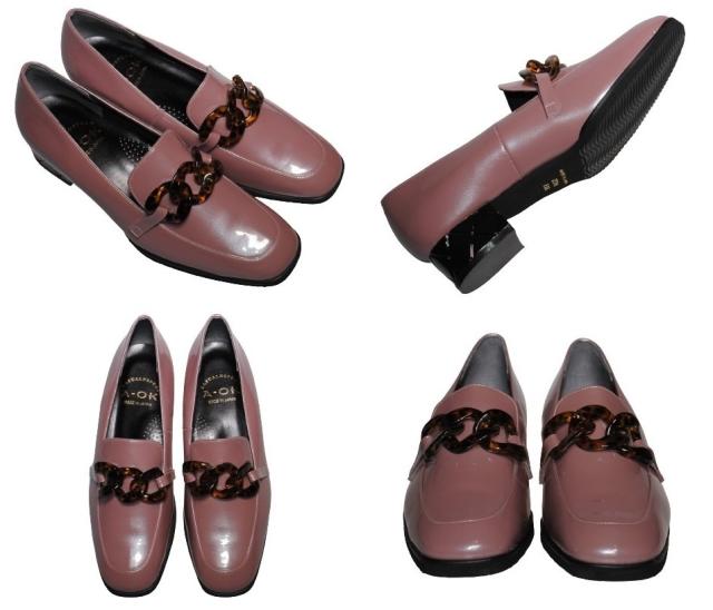 【靴のHOSHIKAWA】  『A-OK 4507』 エーオーケー ローファー 21.5cm〜24.5cm EEE ラベンダーエナメル カジュアル レディース スクエアトゥ 牛革 日本製