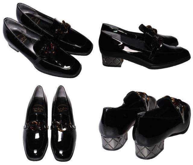 【靴のHOSHIKAWA】  『A-OK 4507』 エーオーケー ローファー 21.5cm〜24.5cm EEE ラベンダーエナメル カジュアル レディース スクエアトゥ 牛革 日本製