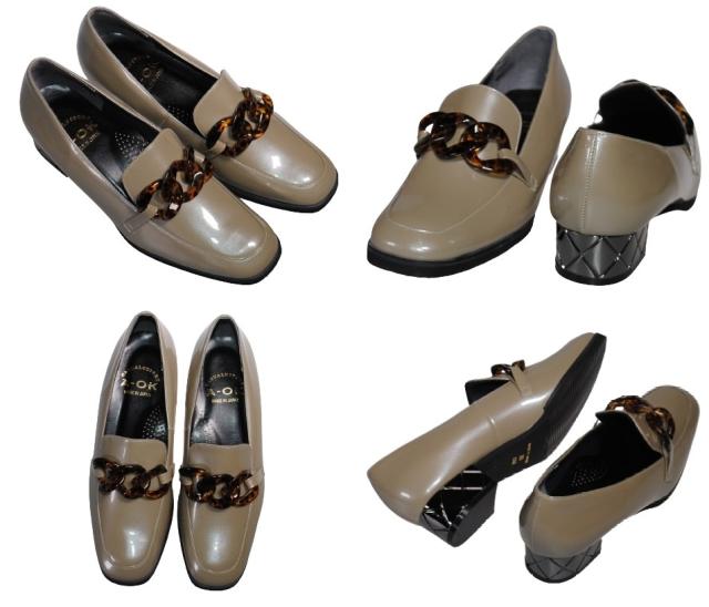 【靴のHOSHIKAWA】  『A-OK 4507』 エーオーケー ローファー 21.5cm〜24.5cm EEE ラベンダーエナメル カジュアル レディース スクエアトゥ 牛革 日本製