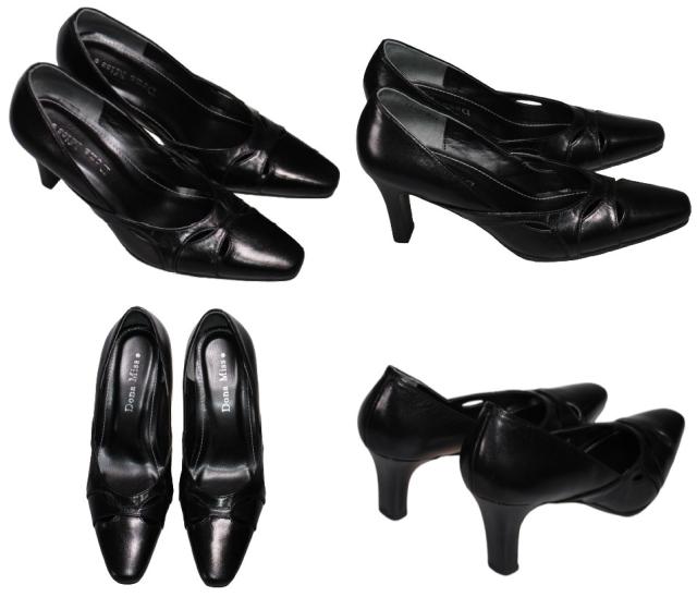 【靴のHOSHIKAWA】  『Dona Miss 6583』 ドナミス パンプス 21.5cm〜24.5cm EEE ヒール ポインテッドトゥ ブラック 日本製 本革