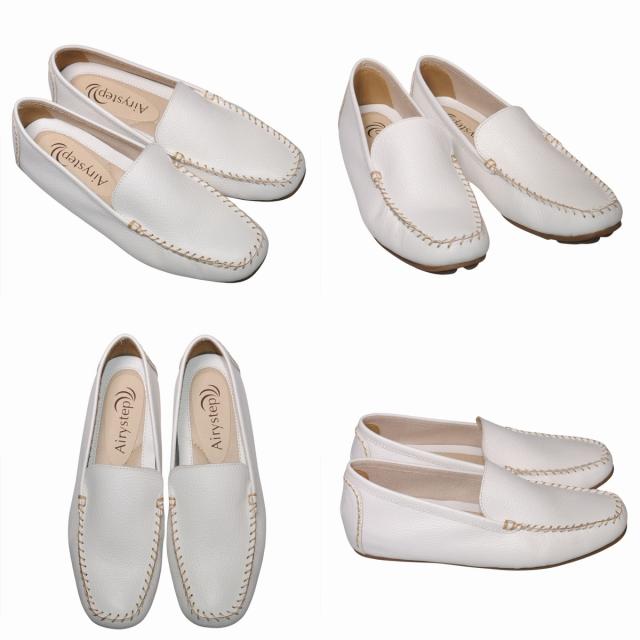 【靴のHOSHIKAWA】  『Airystep 7001』 エアリーステップ ローファー 22.5cm〜24.5cm EEE ブラック ドライビングシューズ インヒール 天然皮革