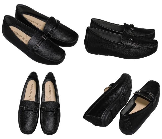 【靴のHOSHIKAWA】  『to be continued 70022』 22.5cm〜24.5cm EEE レディース ドライビングシューズ ブラック スリッポン 牛革 カジュアル オールシーズン