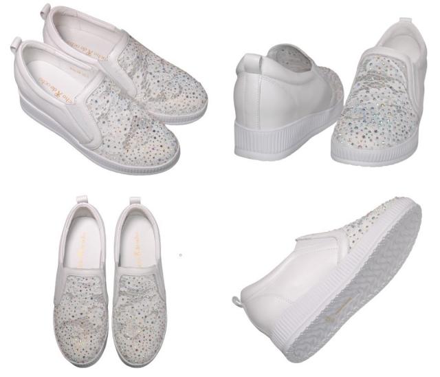 【靴のHOSHIKAWA】  『de ocho A de ocho 816-29』 デオチョアデオチョ スリッポン 22cm〜24.5cm レディース ブラック レザースニーカー ラインストーン 厚底 本革