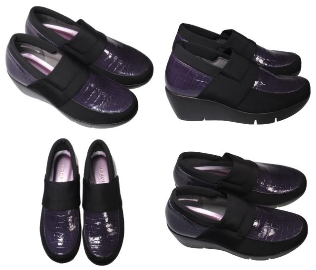 【靴のHOSHIKAWA】  『MONET 883011』 モネ ブーティー 21.5cm〜24.5cm EEE パープルC レディース スリッポン 厚底 本革 国産