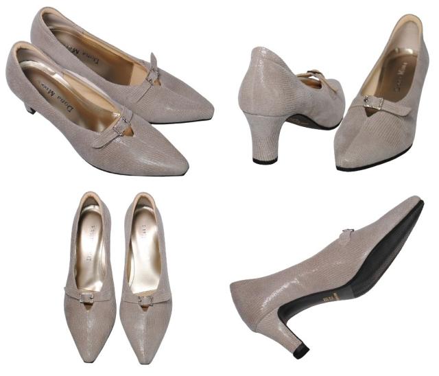 【靴のHOSHIKAWA】  『Dona Miss 9929』 21.5cm〜25cm EEE ドナミス パンプス レディース グレージュ ウェッジソール インヒール 本革 日本製