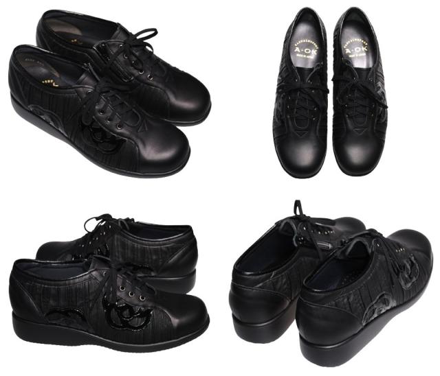 【靴のHOSHIKAWA】  『A-OK 2153』 エーオーケー レザーシューズ 21.5cm〜25cm EEE レースアップ レディース ボルドー カジュアル 日本製 牛革