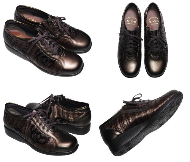 【靴のHOSHIKAWA】  『A-OK 2153』 エーオーケー レザーシューズ 21.5cm〜25cm EEE レースアップ レディース ボルドー カジュアル 日本製 牛革
