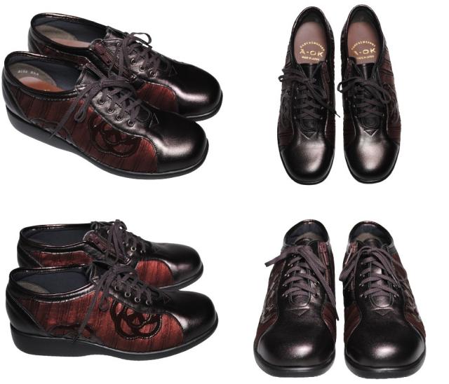 【靴のHOSHIKAWA】  『A-OK 2153』 エーオーケー レザーシューズ 21.5cm〜25cm EEE レースアップ レディース ボルドー カジュアル 日本製 牛革