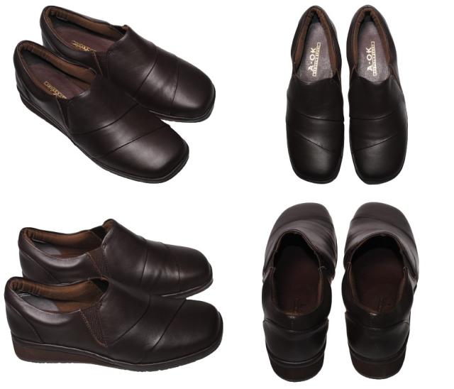 【靴のHOSHIKAWA】  『A-OK 9461』 エーオーケー スリッポン 22cm〜24.5cm EEEE ブラック カジュアル レディース ローヒール スクエアトゥ 牛革 防滑