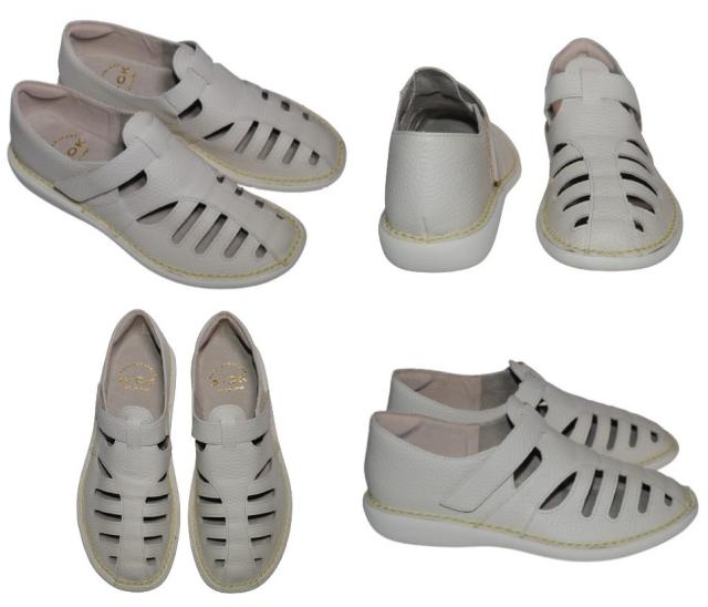 【靴のHOSHIKAWA】  『A-OK 22360』 エーオーケー サンダルシューズ 22cm〜24.5cm EEEE マロンブラウン レディース マジックテープ コンフォート 国産 牛革 春夏