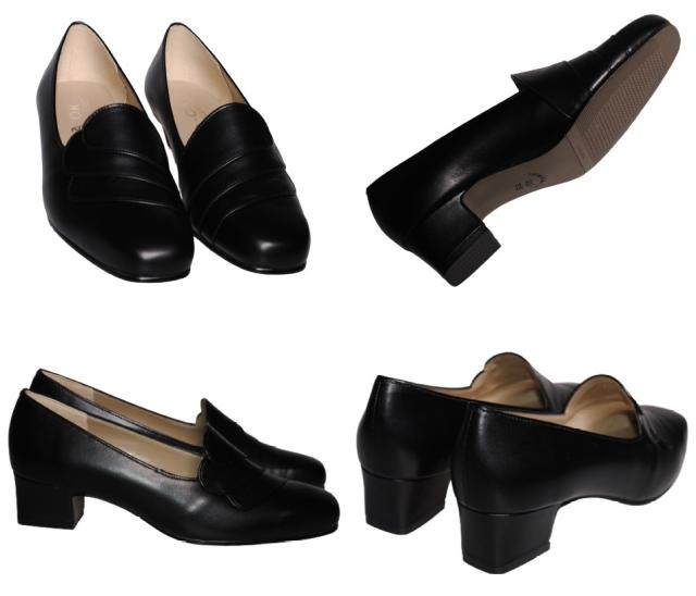 【靴のHOSHIKAWA】  『A-OK 6060』 エーオーケー パンプス 21.5cm〜25cm EEE レディース ブラック フォーマル ヒール 天然皮革 国産