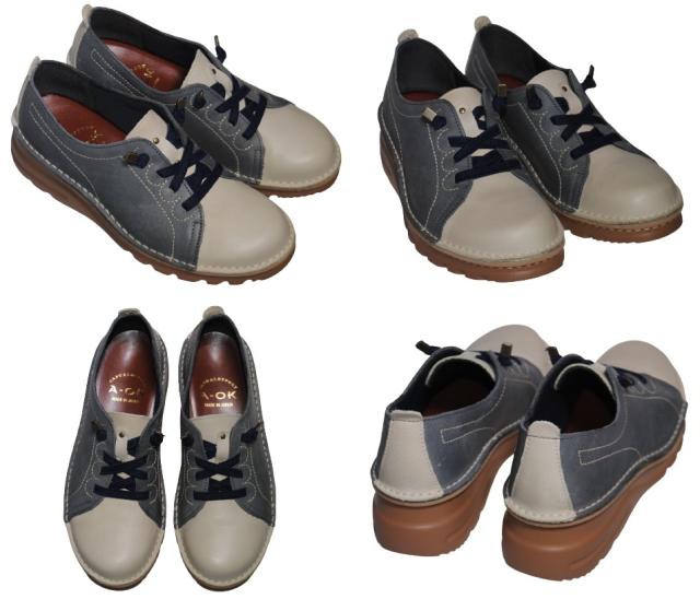 【靴のHOSHIKAWA】  『A-OK EF02』 エーオーケー スリッポン 21.5cm〜24.5cm EEEE フォレスト/ダークブラウン レディース 撥水加工 牛革 厚底