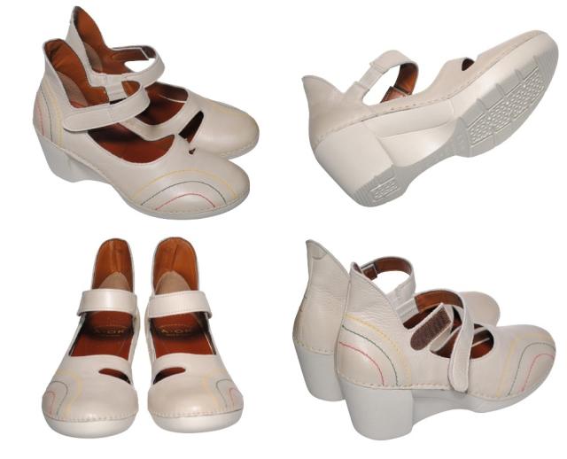 【靴のHOSHIKAWA】  『A-OK 9106』 エーオーケー ウェッジヒール 21.5cm〜24.5cm EEEE レディース ブラック コンフォート マジックテープ 日本製 牛革 春夏