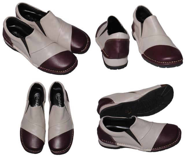 【靴のHOSHIKAWA】  『Airystep 4946』 エアリーステップ スリッポン 22cm〜24.5cm EEE ベージュ/キャメル レディース 天然皮革 フラット 幅広